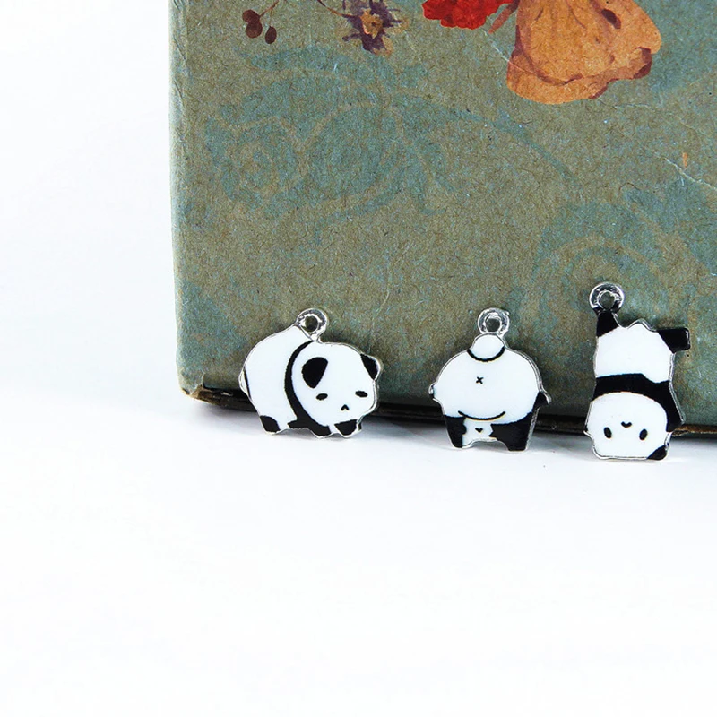 10 шт./лот эмалевые Мультяшные Подвески в виде милой панды животных модные