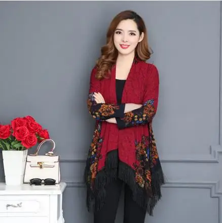 2019 Winter Autumn Cardigans Women elegant long Sleeve Tassel Outerwear loose plus size Coat Jacket Female LJ539 |