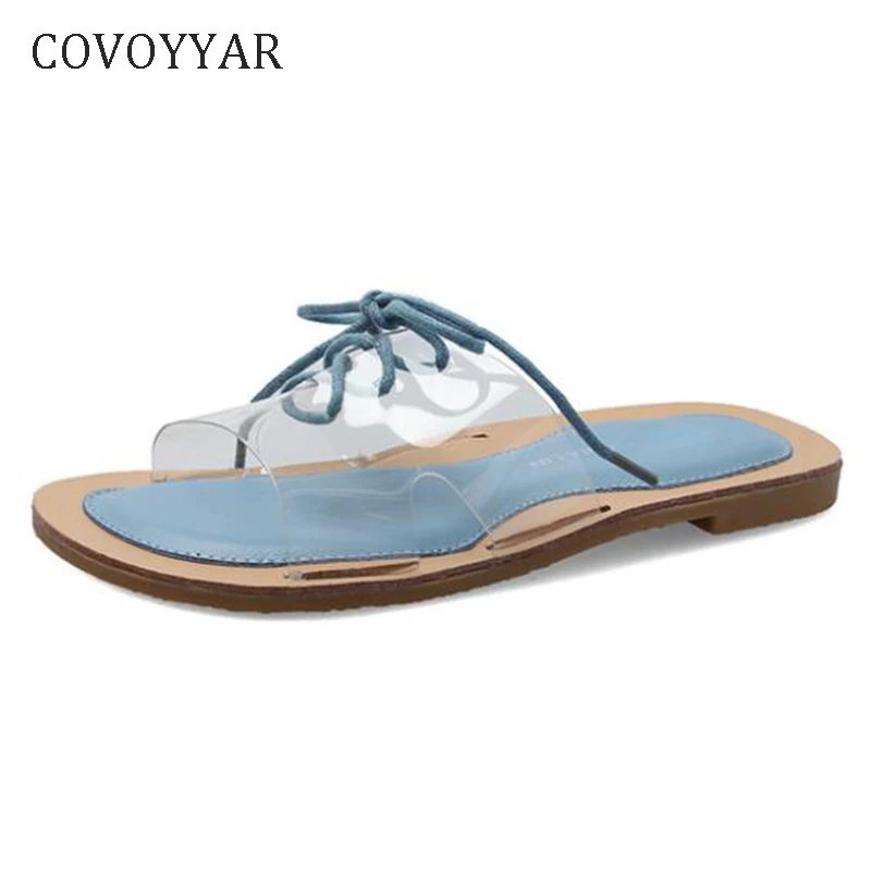 Covoyar/Женская обувь на плоской подошве Сезон лето Прозрачные женские шлепанцы