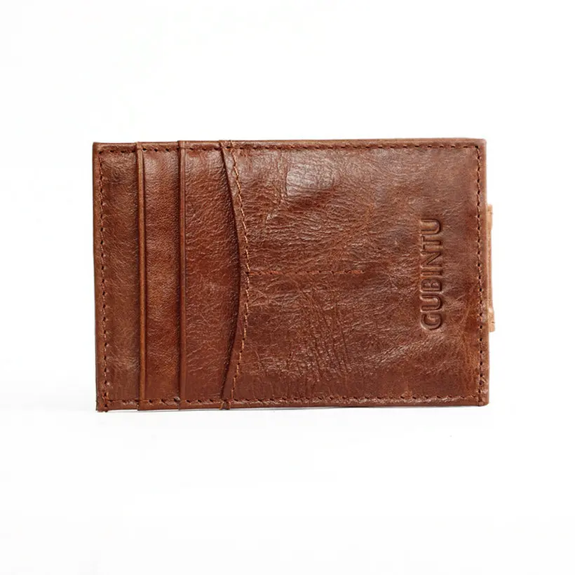GUBINTU винтажный тонкий зажим для денег коричневый кошелек карт из натуральной