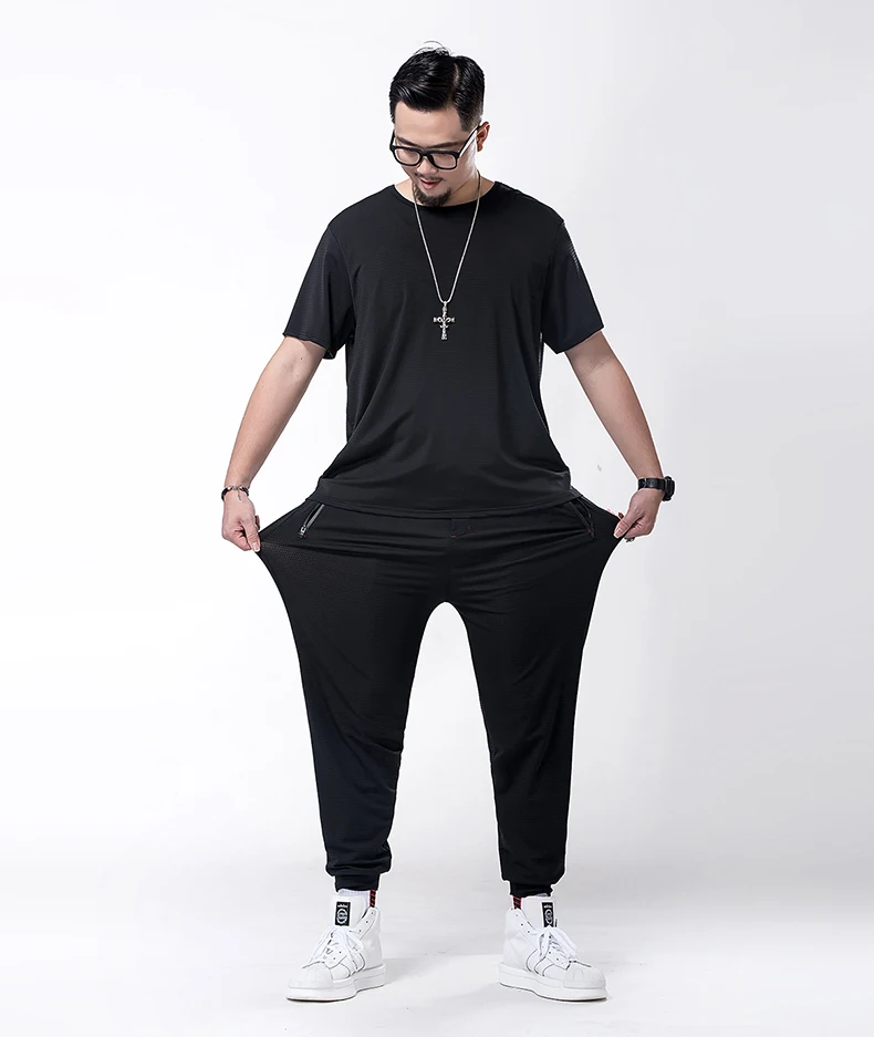 Новые эластичные штаны для фитнеса размера плюс 7xl 6xl 5xl 4xl с золотыми медалями, Стрейчевые хлопковые мужские штаны для тренажерного зала