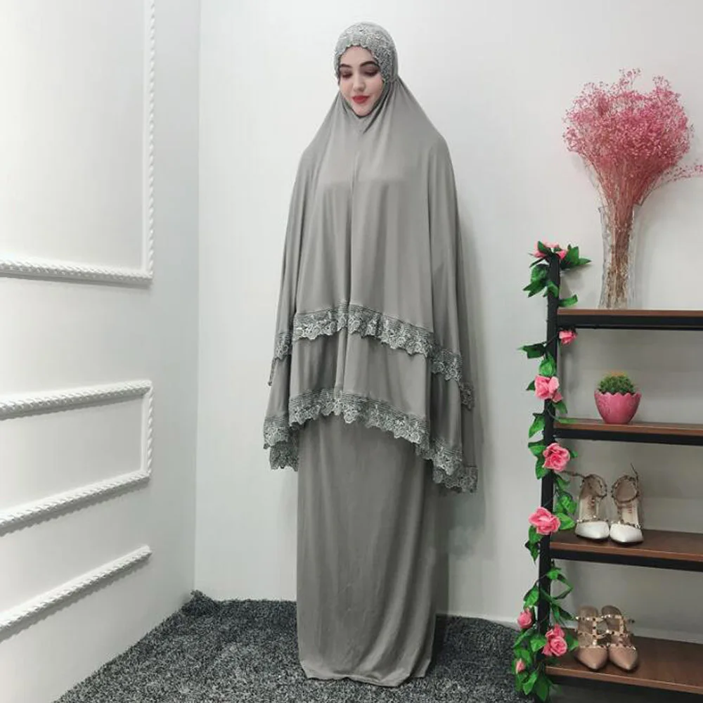 Мусульманский комплект верхнего белья Jilbab хиджаб Молитвенное платье полное