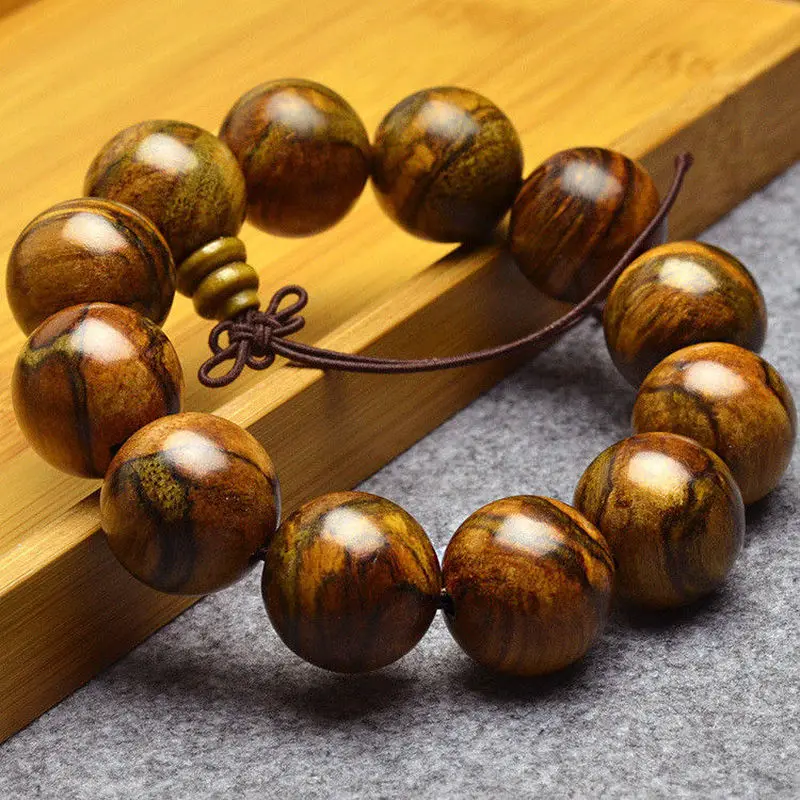 MOROW Fashion Handmade Women Mens Natural Agar-wood Sandalwood Round Buddha Beads Charm Bracelet Jewelry 1.2 to 2.0cm for Gift | Украшения