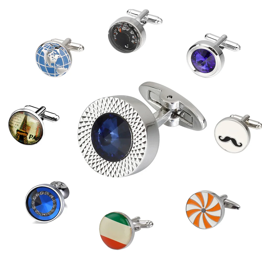 

Memolissa Trendy Round Cufflinks Enamel/Opal/Crystal Cufflinks Multi-Select Men's Business Shirt Cufflinks Wedding Male Cufflink