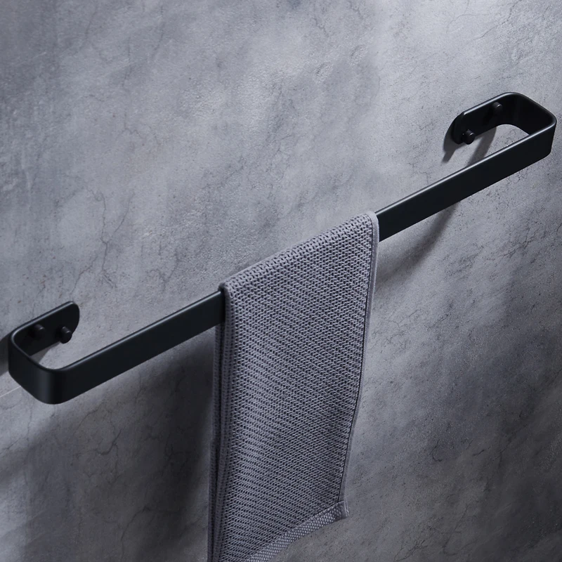 towel bar black aluminum wall mounted creative bathroom towel rack hanging holder square towel holder shelf bathroom accessories free global shipping