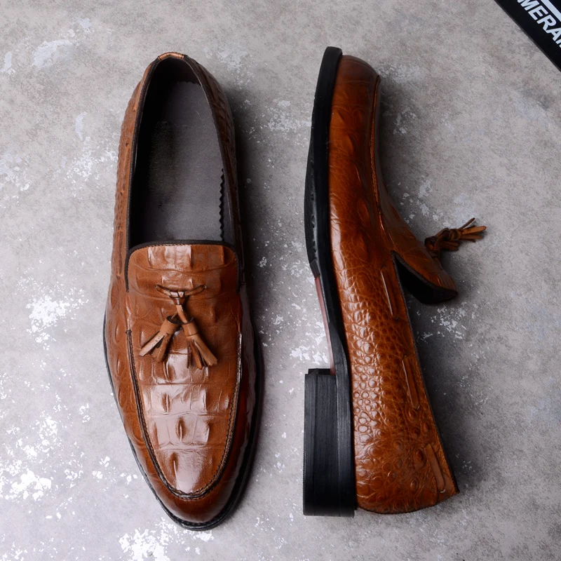 

Tassel Crocodile Shoes Leather Low-top Shoes Anti-skid Increased Shock Absorption Wear Resistant Fashion Casual Single Shoes