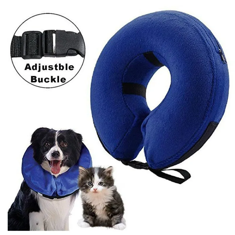 Blue with Buckle Собачий спасательный круг, ошейник, жгут, анти укус, надувной, для шеи, для собак, кошек, елизабетанских воротников, для плавания, для щенков, защитный купальник - Цвет: Blue with Buckle