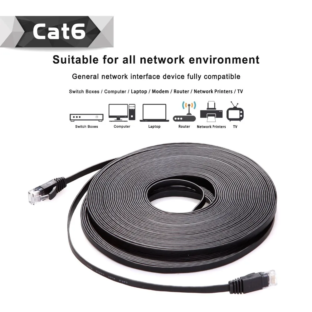 6 упаковок 15 см 50 1 м 2m3m5m10m 30 98FT кабель CAT6 плоский UTP Ethernet сетевой RJ45 соединительный