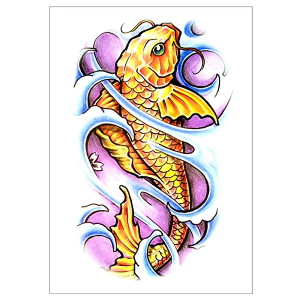 SHNAPIGN ЗОЛОТЫЕ КАРПЫ и Лотос временное искусство тела наклейки для татуировок 21*15