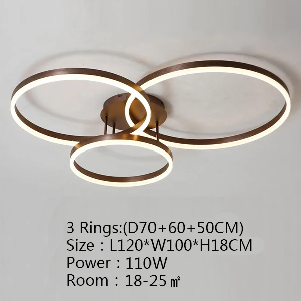 3 Rings D70 60 50cm Новое поступление, креативные кольца, современные светодиодные потолочные лампы для гостиной, спальни, комнаты, светодиодные лампы lamparas de techo, потолочные светильники - Цвет корпуса: 3 Rings D70 60 50cm