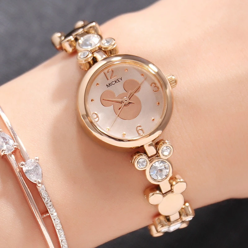 Женские наручные часы Disney Дамский достойный браслет ремешок с кристаллами Микки
