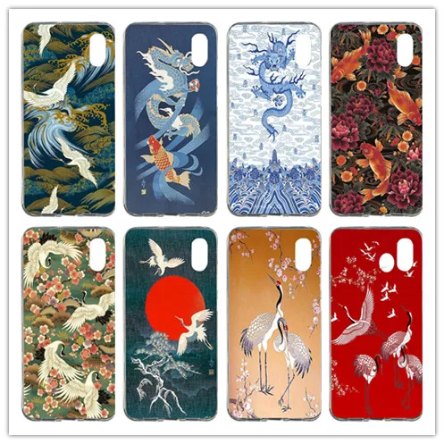 Журавль японский арт мягкий TPU мобильный чехол для телефона xiaomi mi 8 5X 6X A1 Red 2 3 S 4X 5A
