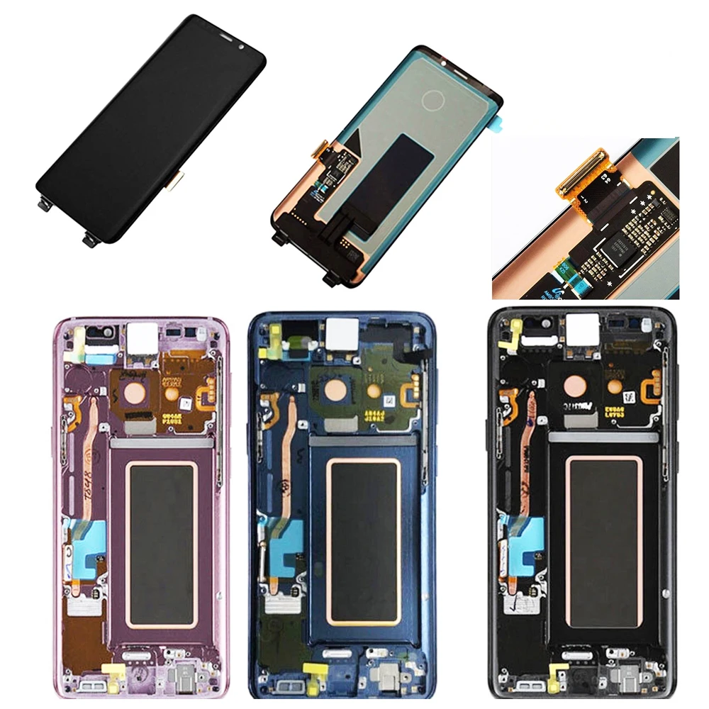 Супер AMOLED для SAMSUNG GALAXY S9 S9 Plus lcd кодирующий преобразователь сенсорного экрана в сборе с рамкой для SM-G960 G965 ЖК-дисплей