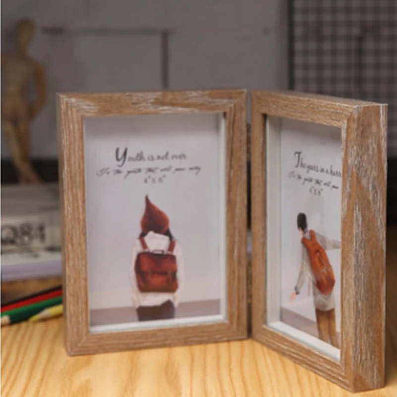 Rectangular creative folding folded 6 inch retro table photo frame studio home decoration personalized printing photo frame