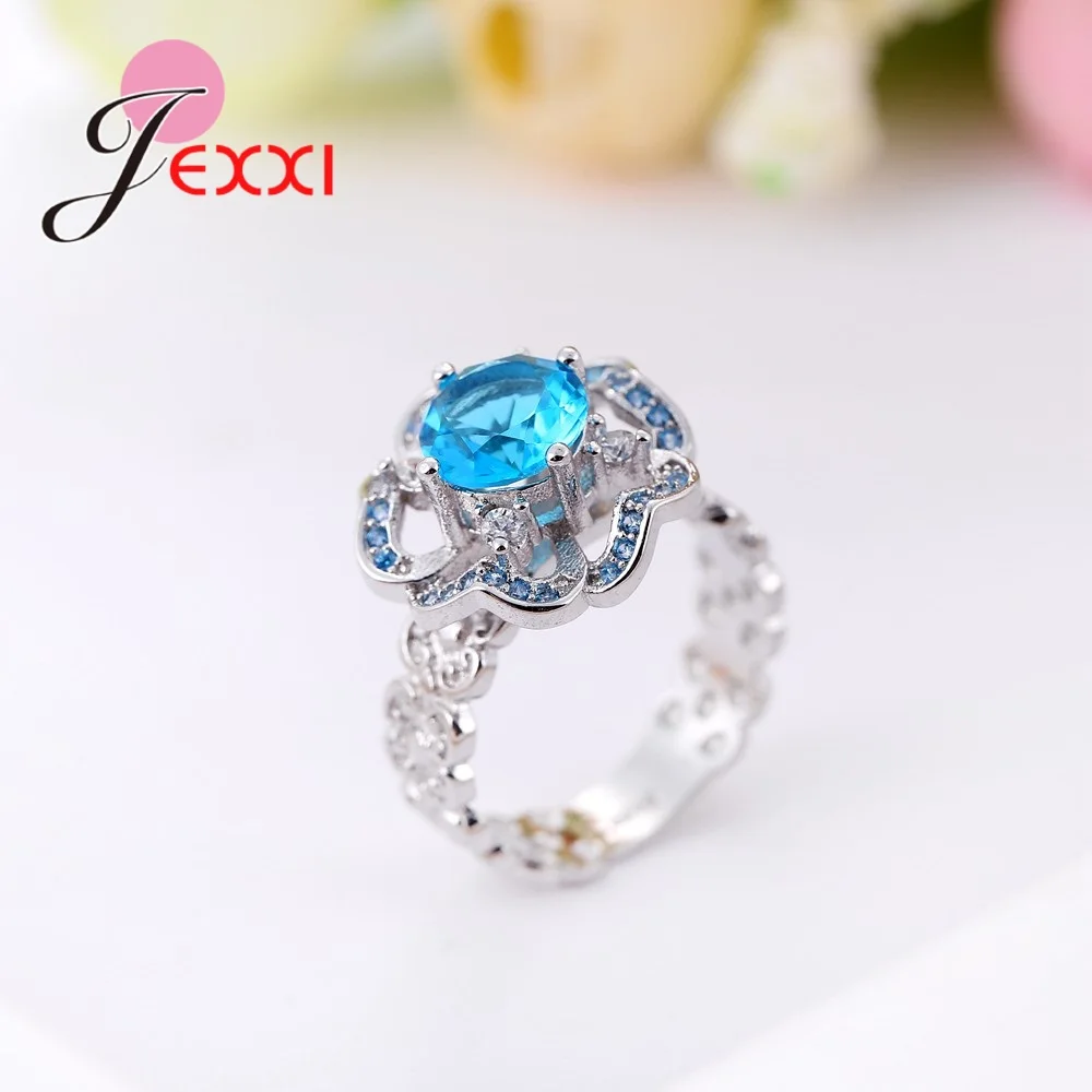 Women Crystal 925 Sterling Silver Rings Hollow Out Design Cubic Zirconia Anniversary Ring Accessory Ringen Band Jewelry | Украшения и