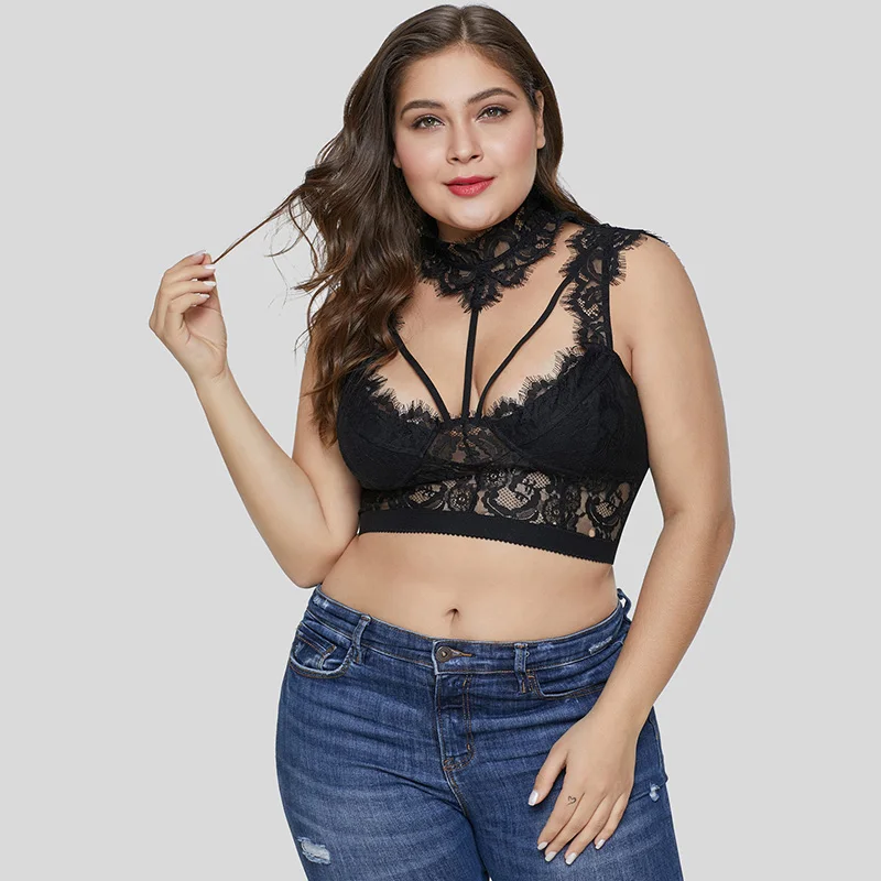 PlusMiss размера плюс 5XL цветочные кружева колье-чокер Топ Для женщин сексуальные