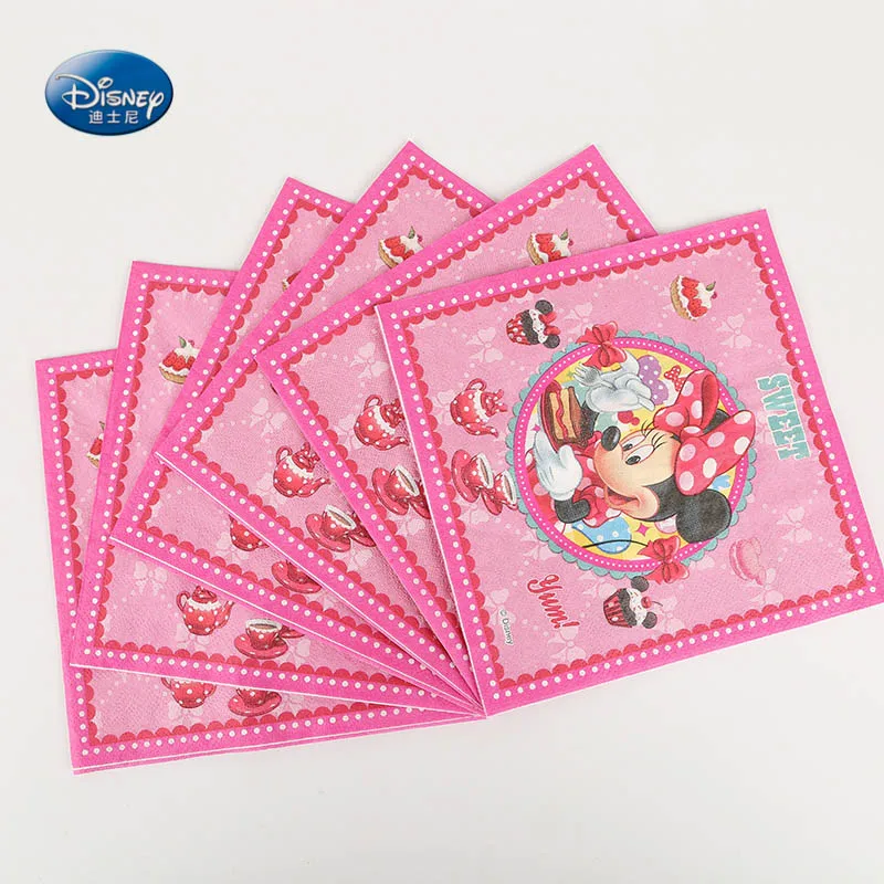 napkins 10pcs Минни Маус Дети День Рождения украшения для вечеринки наборы бумага Гарланд тарелки чашки, ребенок, Душ Поставки - Цвет: napkins 10pcs