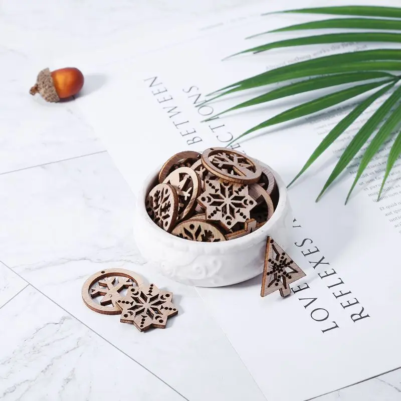 50 шт. лазерная резка деревянные украшения снежинки в форме рукоделия Свадебный