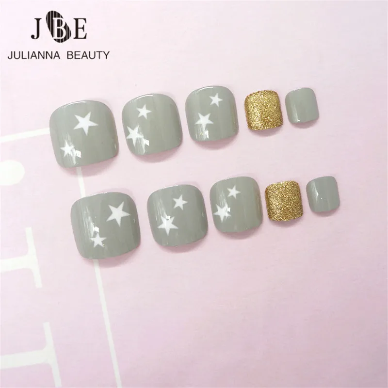 24 шт. накладные ногти для ногтей с принтом звезд|press on nails|press ondesign false nails |