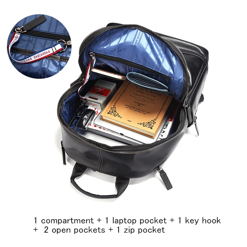 BISON DENIM Модный деловой рюкзак 15 6 &quot для ноутбука из натуральной кожи рюкзаки с USB