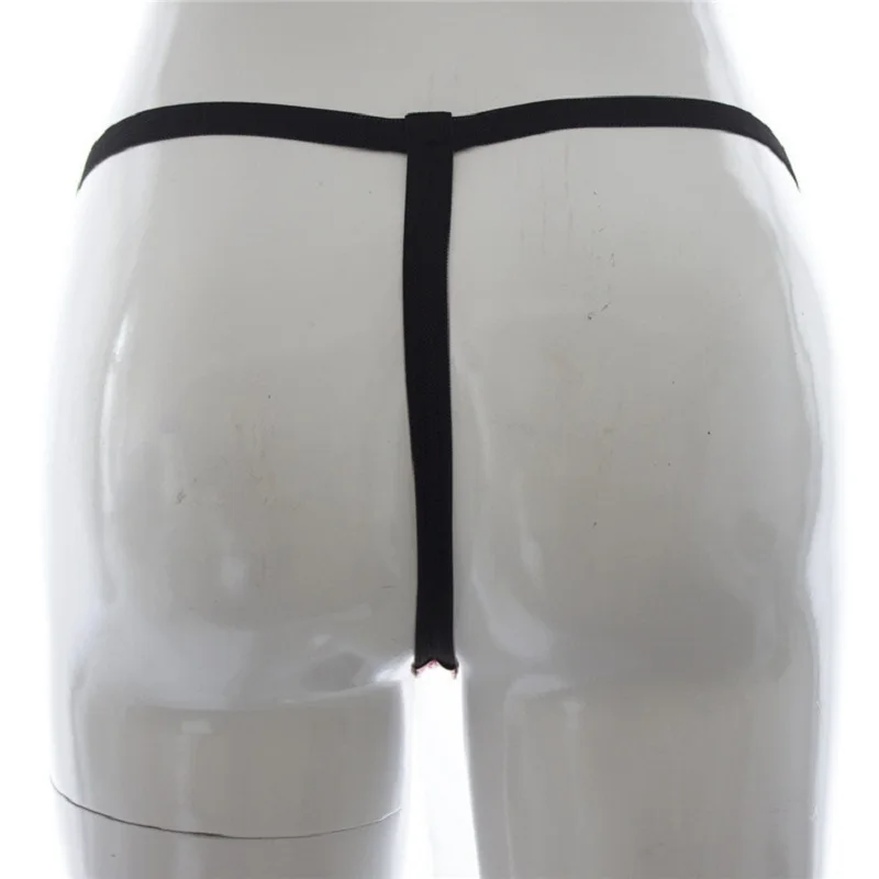 Sexy Lingerie Wet Look Shiny Women's G-String with Vib Pocket Massage Thong Panties Secure Harness Fetish Underwear