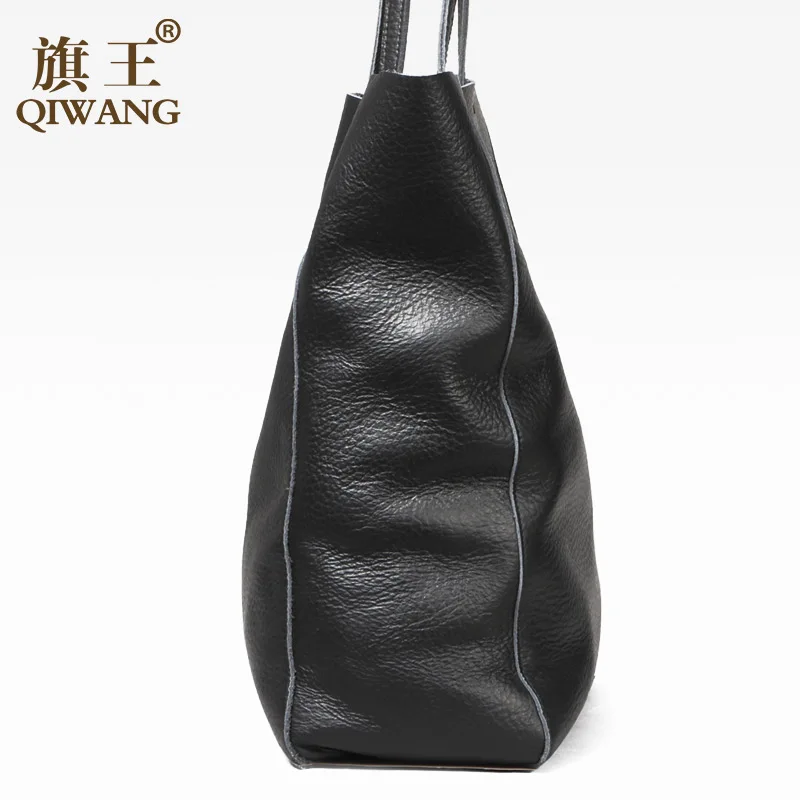 QIWANG/Повседневная эко-сумка из натуральной кожи большой емкости известный бренд
