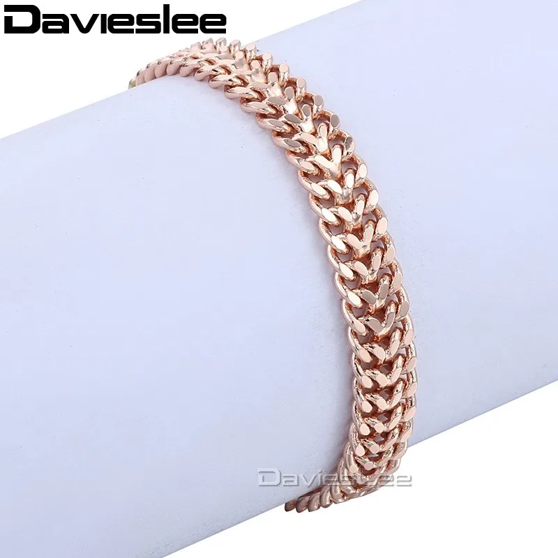 Davieslee мужской женский браслет на цепочке Helix Bismark Link 585, заполненный розовым золотом браслет для женщин 7 мм 18 см 20 см 22 см 25 см LGB283