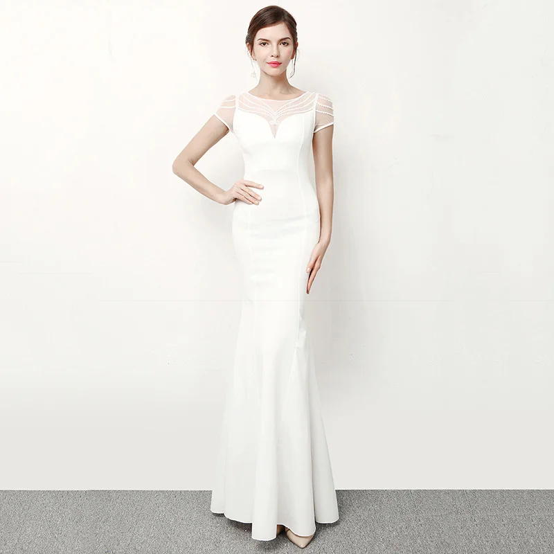 Женское Прозрачное платье с блестками и бисером облегающее длинное вечернее