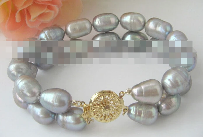 БЕСПЛАТНАЯ ДОСТАВКА &gt&gt&gt@@ 0884 2row серый барокко пресной воды жемчужный браслет |