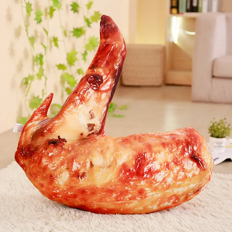 grilled wings 1 шт., имитация пищи, жареная, соска, свинья, треска, плюшевая подушка, плюшевая, креветка, мясо, саура, окунь, подушка, креативные подарки - Цвет: grilled wings