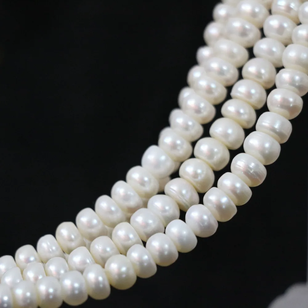 

Classic Natural Beautiful 7-8mm White Freshwater Pearls Abacus Loose Beads Fit Diy Women Lovely Gift Jewelry Making 15inch B1345