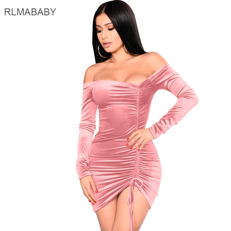 Женское бархатное платье rlmaaby облегающее мини-платье с открытыми плечами и