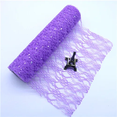 Purple 10 ярдов 30 см кружева блеск рулон тюля с блестками сетка ткань тюль катушка настольная дорожка вечерние свадебные фестиваль украшение дома - Цвет: Purple