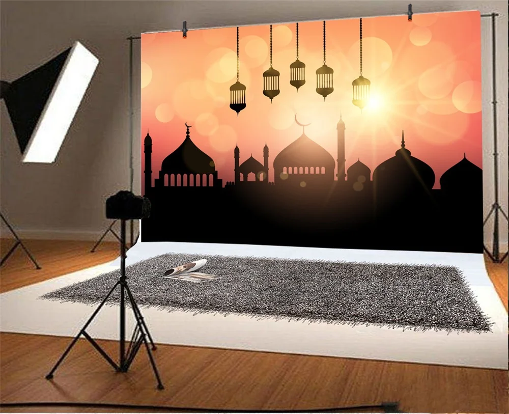 Laeacco Eid полумесяц мечеть Мубарак свет боке фон для фотосъемки индивидуальные