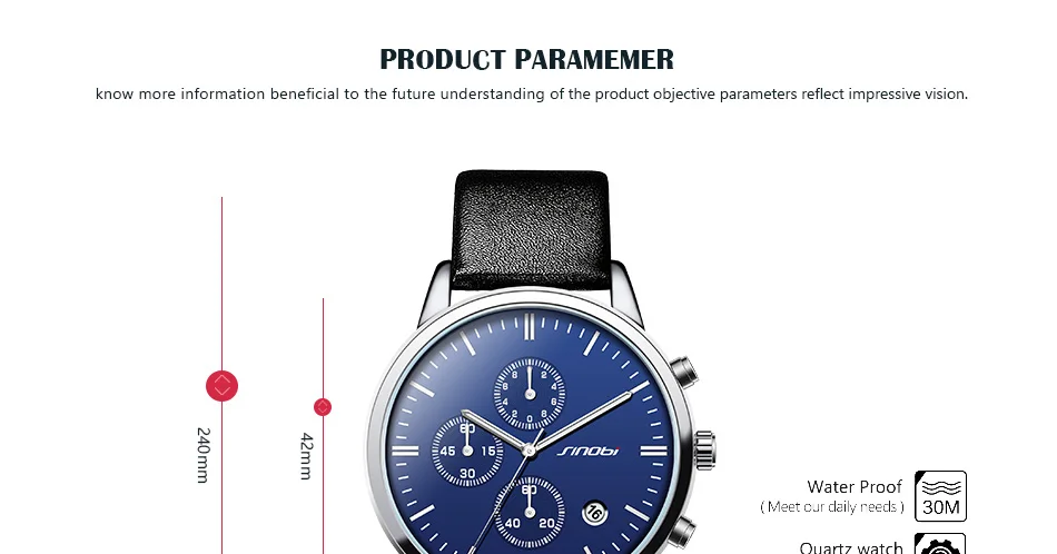 Reloj hombre SINOBI классические водонепроницаемые часы мужские модные наручные часы мужские кожаные часы с хронографом простые спортивные часы Geneva