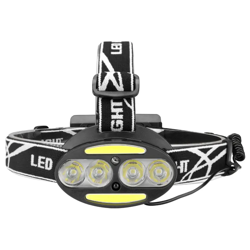 Headlight SANYI 4* T6+ 2* COB+ 2* красный светодиодный фонарь на голову, супер яркий фонарик, налобный USB Перезаряжаемый Головной фонарь, аккумулятор 18650 - Испускаемый цвет: Headlight