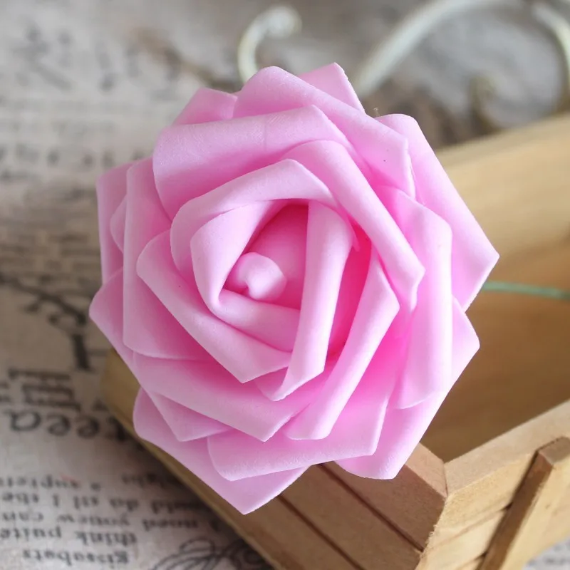 Pink 25 шт. новые красочные искусственные из ПЭ пена розовыми цветами невесты искусственный свадебный цветок букет для домашнего украшения «сделай сам» расходные материалы - Цвет: Pink