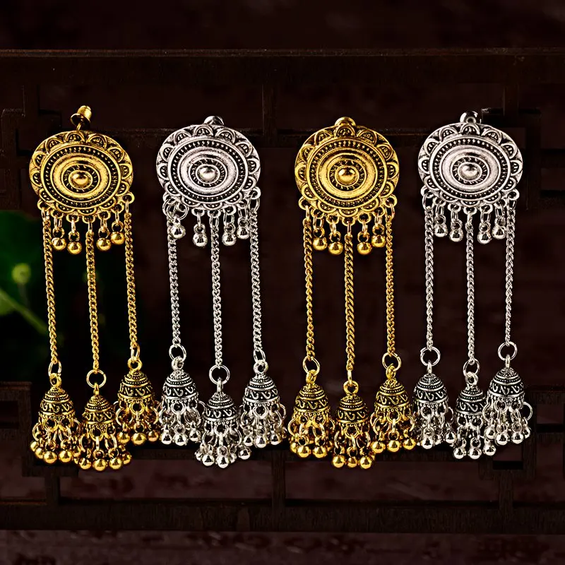 Женская Геометрическая длинная цепь из сплава Jhumka Богемские серьги подвески Boho