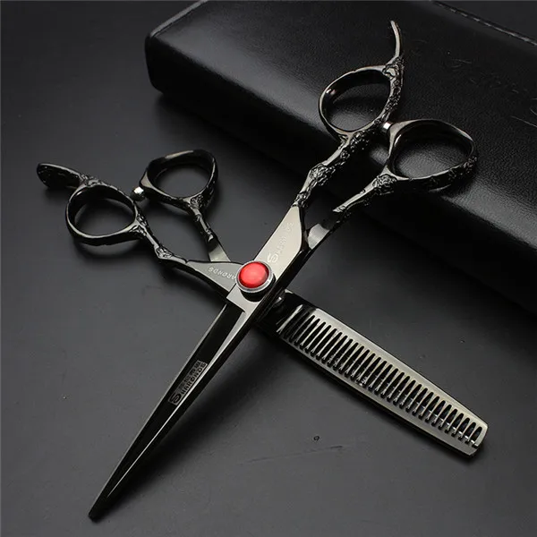 Scissors set Sharonds 6,0-дюймовые Профессиональные Парикмахерские ножницы прямые и истончающие ножницы салонные ножницы из 440c - Цвет: Scissors set