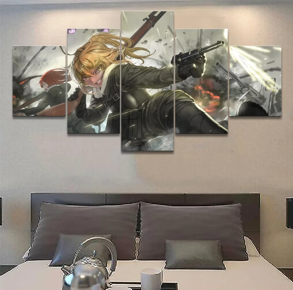 5 Pieces Painting Anime Youjo Senki Wall Art Decoration Poster Home Decor Living Room Canvas Printed Pictures Artwork Cuadros | Дом и сад