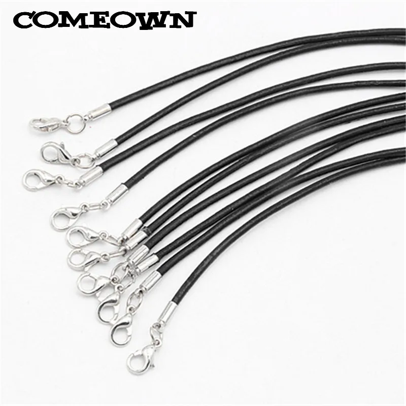 COMEOWN 10 шт. черный 2 мм 12 &quot 30&quot Натуральная кожа ожерелье шнур/веревка с застежкой