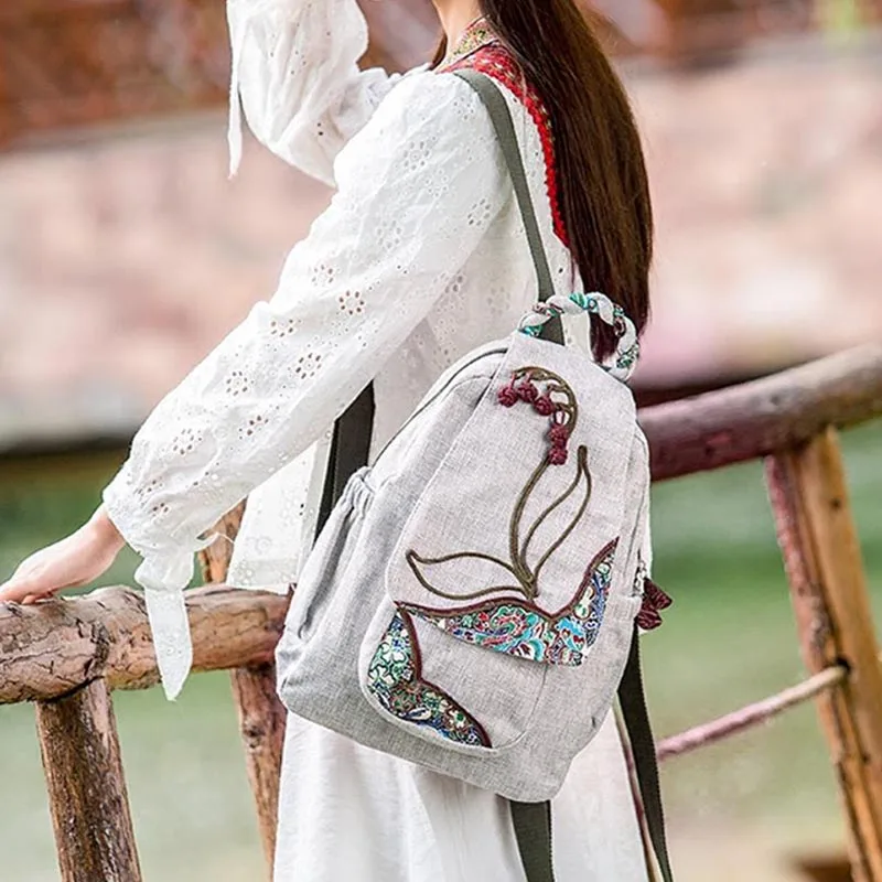 Национальный стиль дизайн рюкзак для любителей литературы и искусства леди