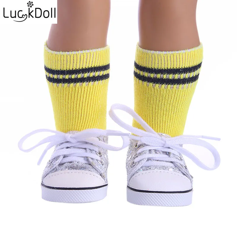 LUCKDOLL красочные носки подходят 18 дюймов Американский 43 см Кукла одежда аксессуары, игрушки для девочек, поколение, подарок на день рождения