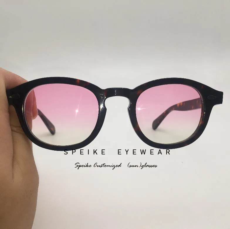 GRADIENT PINK Speike изготавливаемые на заказ высшего качества солнцезащитные очки» Джонни Деппом Lemtosh стиль черепаха лист рамы с тонированные близорукость очки 44/46/49 мм - Цвет линз: GRADIENT PINK