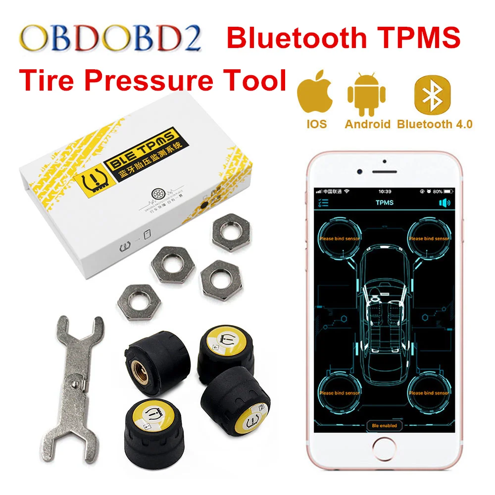 Новинка V11B система контроля давления в шинах Bluetooth TPMS тестер Android IOS подходит 4 шт.