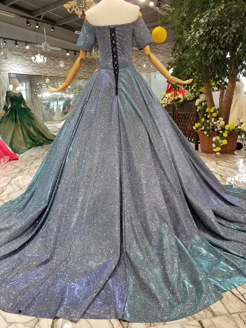 LSS502 халат de soiree ТРАПЕЦИЕВИДНОЕ светоотражающее вечернее платье 2019 серое