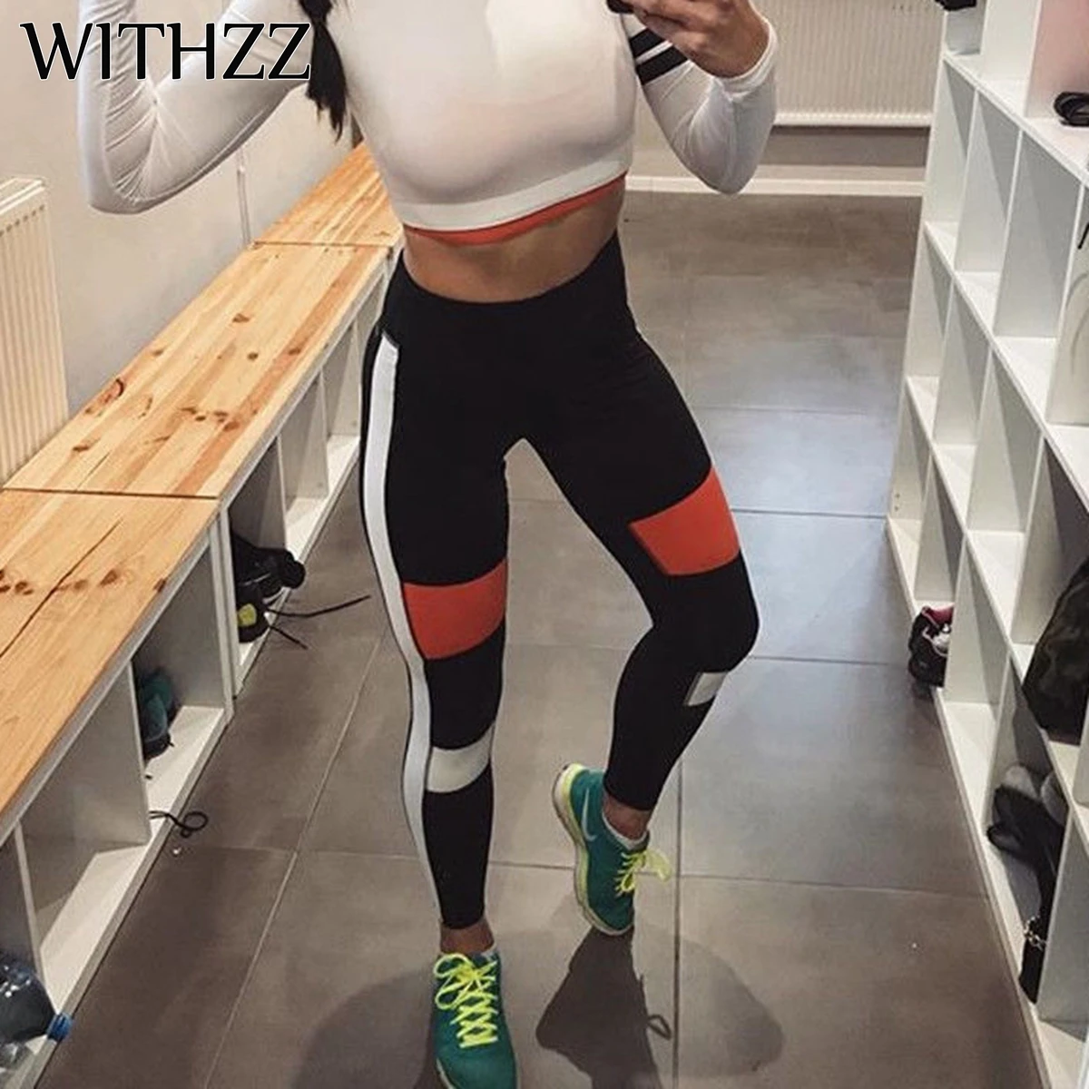 Легинсы с принтом WITHZZ эластичные легинсы для фитнеса и тренировок спортивные