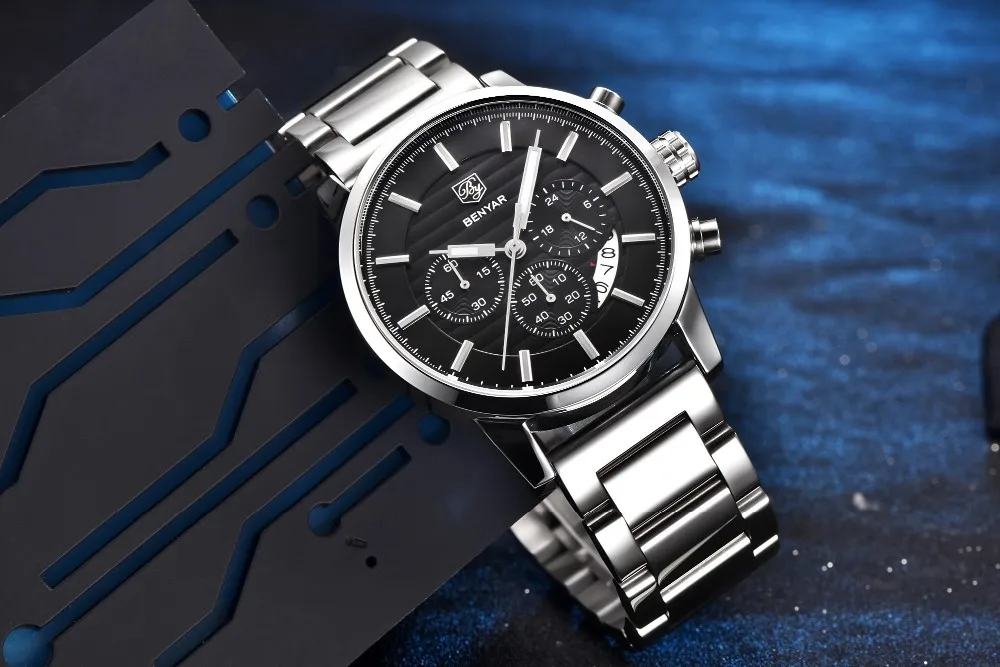 BENYAR мужские часы Топ бренд класса люкс все маленькие циферблаты работают и могут водонепроницаемый 30 метров мужские спортивные часы с хронографом