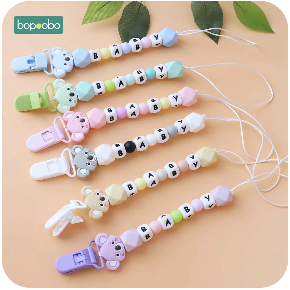 Bopoobo 1 шт. детская соска клипы на цепи Красивая коала пустышка Клип еда град силиконовые Жевать Бисер ребенок прорезывание зубов DIY Детские прорезывания зубов