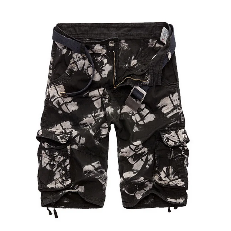 Black Camo HEFLASHOR шорты Карго Мужские Классные камуфляжные летние хлопковые повседневные рабочие шорты брендовая одежда камуфляжные мужские военные шорты Карго - Цвет: Black Camo